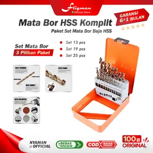 FLIGMAN Mata Bor Beton Set 13/19/25 Pcs HSS 1.1–13mm Mata Bor Besi Presisi