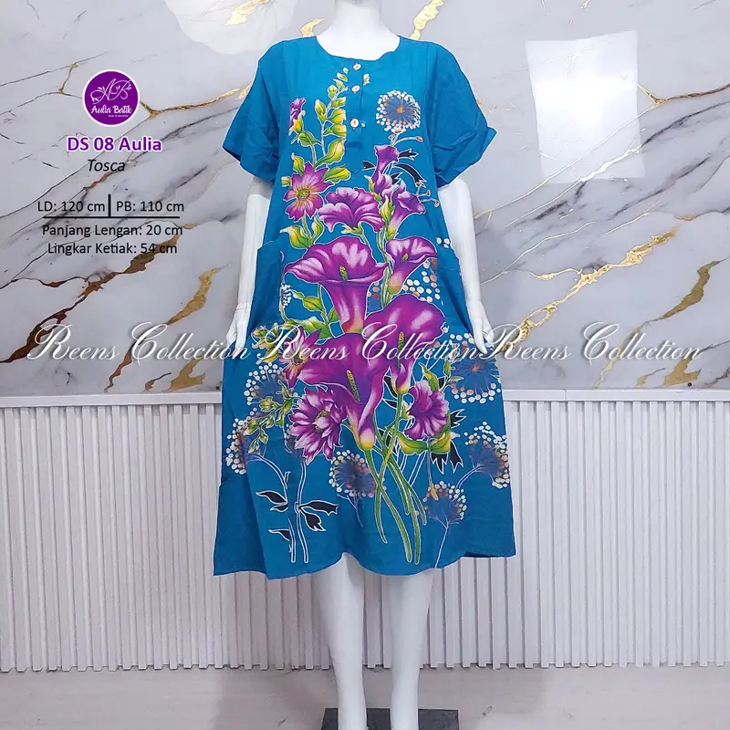 Aulia Batik Daster 08 Batik Print | Daster 3 Kancing Depan Busui 2 Saku Tangan Pendek Di Bawah Lutut daster  viral 8