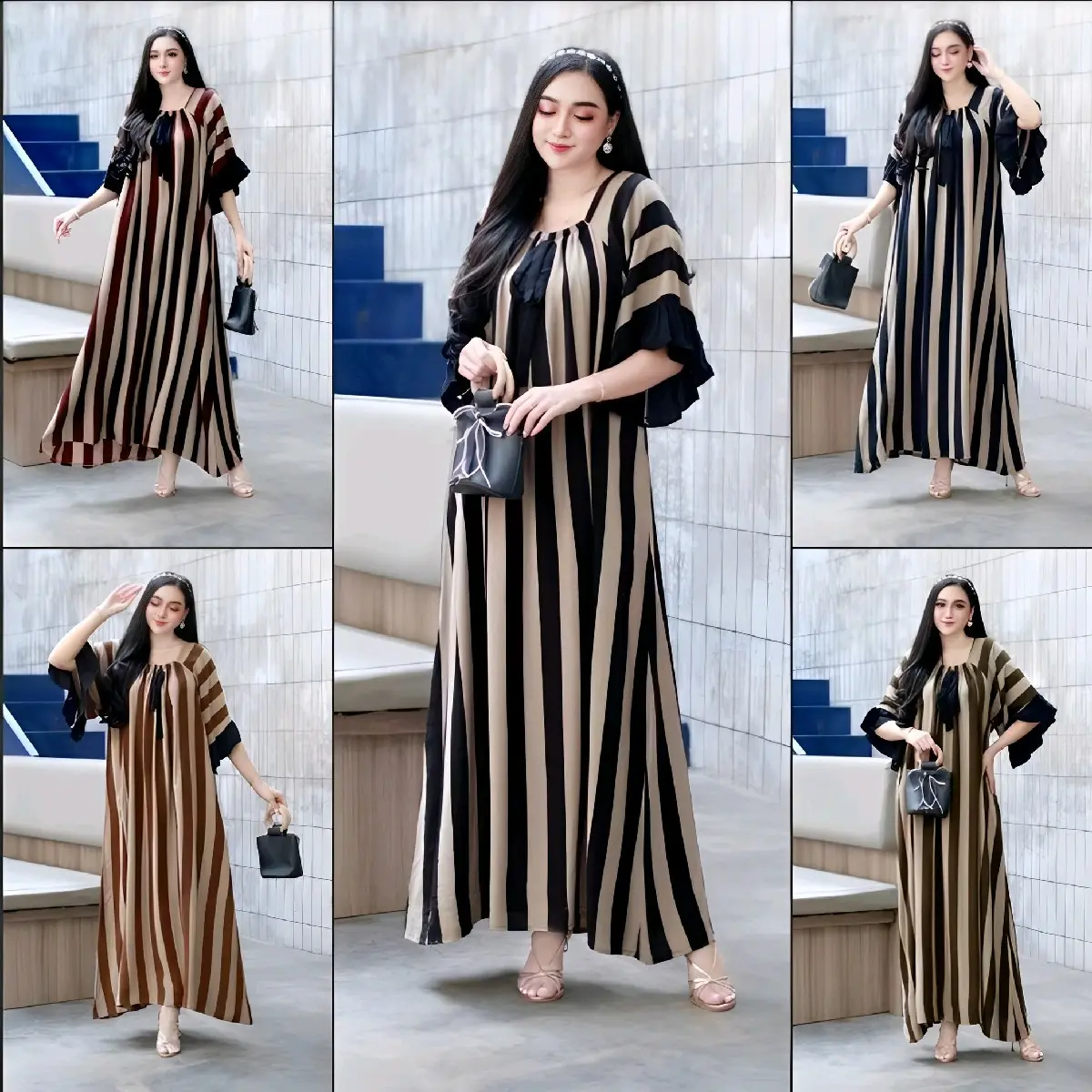 FUJI HOME DRESS WANITA SALUR TERMURAH FUJI JUMBO CASUAL VIRAL MOTIF SALUR BUMIL TERBARU NEW 2024 LD 130 strip model leh berkerut rayon bumil  daster fuji zikzak jumbo [termurah] Nyaman