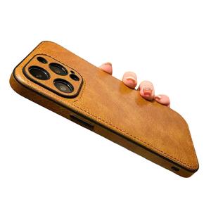 Vintage Leather Shockproof Case for iPhone 16 15 14 13 12 11 Pro MAX XS XR 7 8 Plus 16 Plus 14 Pro Luxury High-end Business Camera Protection Silicone Back Cover