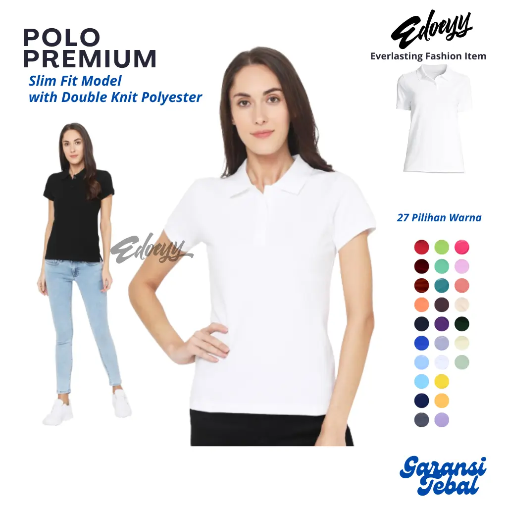 Kaos Polo Shirt Wanita  Baju Kerah Berkerah Cewek Polos
