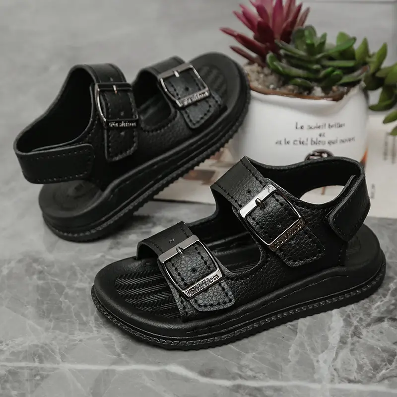 [FORM nhỏ] Sandal Quai Hậu  Trắng - Đen  Bé Trai Size21-30 Dép Sandal Dép Sandal Cho Bé BM17 da mềm, thời trang, hottrend mẫu mới HQBE 6