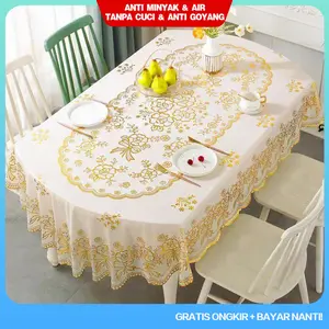 [COD] Loyal Bosque Taplak Meja Oval Makan Motif 4-10 Kursi Anti Air PVC Premium Kain Tahan Air/ D46-E-T Untuk meja persegi meja bulat meja oval