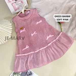 JE-MARV. BARBIE DRESS ANAK BAYI PEREMPUAN LUCU MURAH MEWAH ULANG TAHUN KOREAN STYLE BAHAN SHIMMER MIX TILE RAINDROP