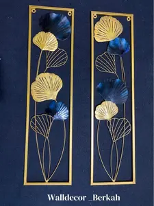 Walldecor Berkah Set Isi 2 Hiasan Dinding Aesthetic Frame Metal Gold 100x26 Wall Decor Nordic Gingko