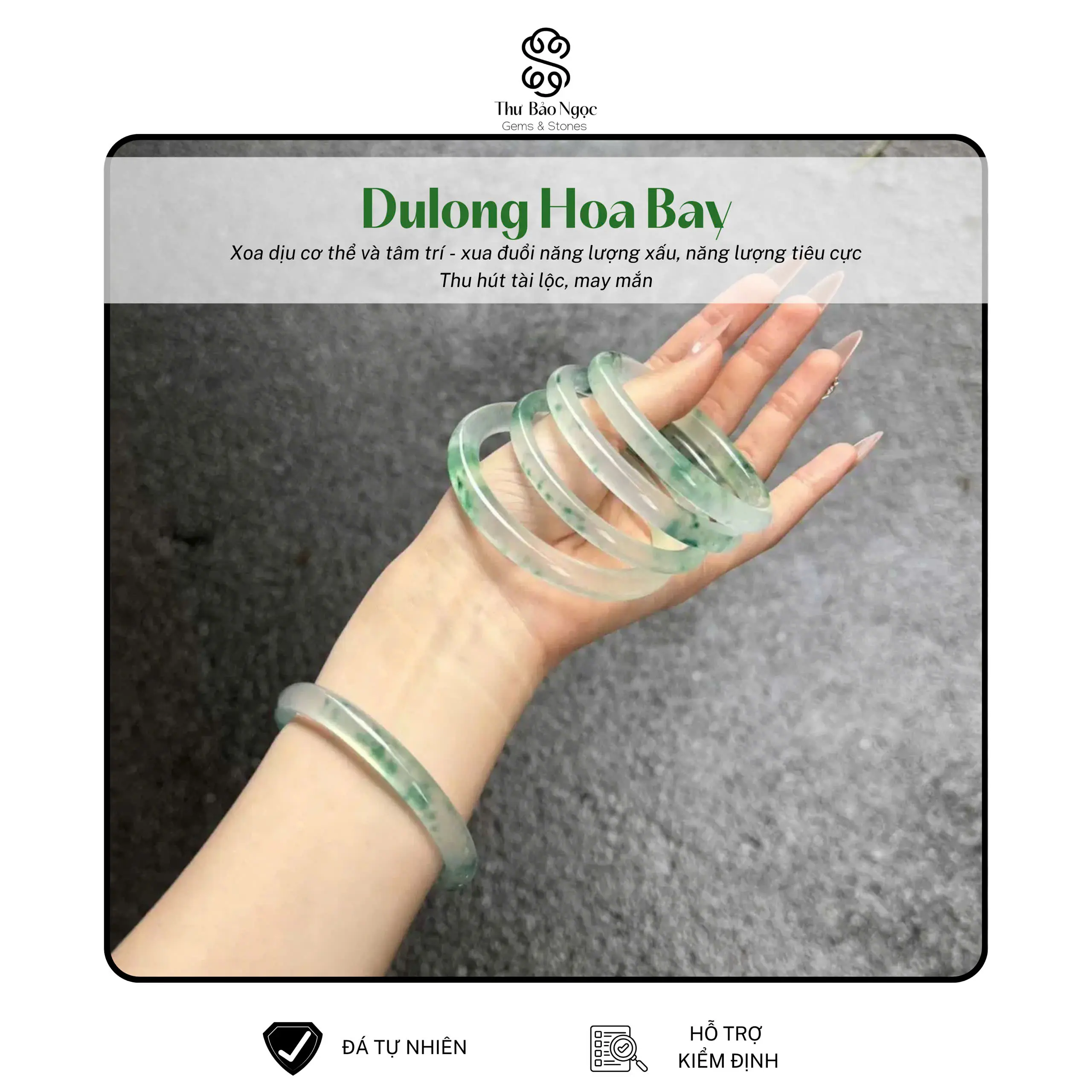 Vòng Tay Ngọc Du Long Hoa Bay Tự Nhiên Cao Cấp - THƯ BẢO NGỌC