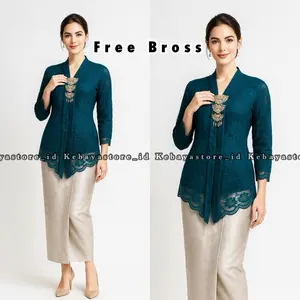 (Free Bross) Setelan Kebaya Brokat Floy Kartini Payet Mewah- Kebaya Wisuda - Atasan Kebaya Modern dan Elegan 2025 Kebaya Burgundy Emerald Blue Mahogany Seragaman Pesta Lamaran Kondangan Wanita Ibuh Hajat - Kebaya Hitam