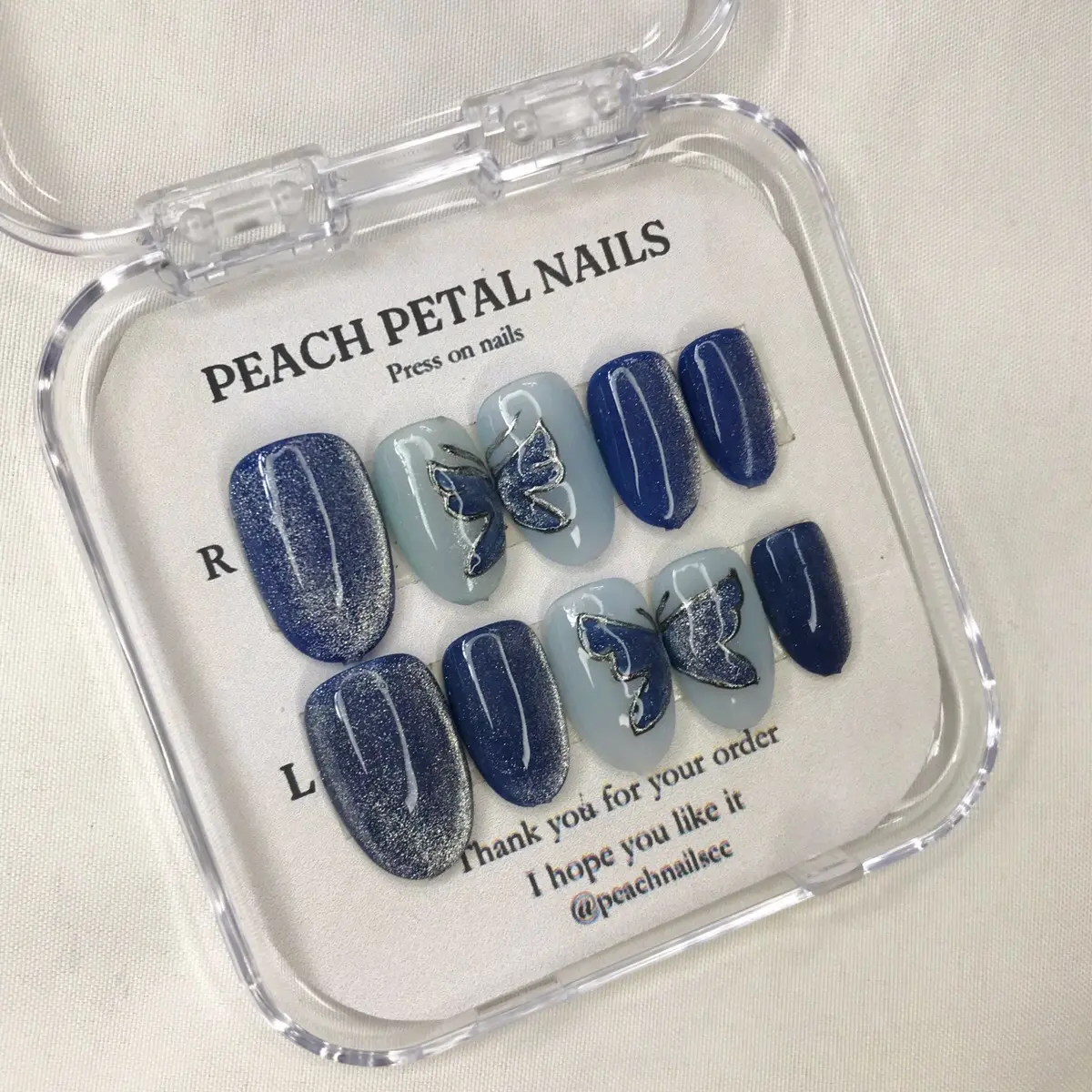 PRESS ON NAILS BUTTERFLY BLUE | kuku palsu murah | press on nails custom