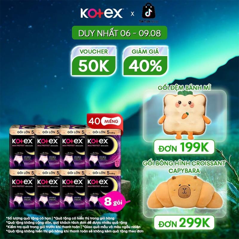 [QUÀ TẶNG HOT] 40 miếng băng vệ sinh quần Kotex cỡ M/L 5 miếng/gói, chống tràn, thấm hút tốt, thoáng khí, không lộ viền, siêu mỏng, phù hợp sử dụng ngày và đêm, dành cho phụ nữ mang thai và sau sinh, miễn phí vận chuyển, bvs chính hãng, tampon