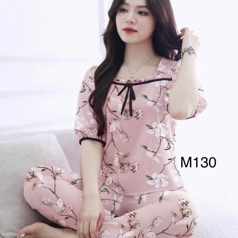Size 37kg-68kg Set đồbộ nữ cổ vuông mềm mịn cao cấp Women set bộ đồ ngủ sau sinh mặc ở nhà thu đông xuân hè thời trang nữ set kiểu tiểu thư có bigsize Áo Top Quần Ngủ Cạp Cao Voi