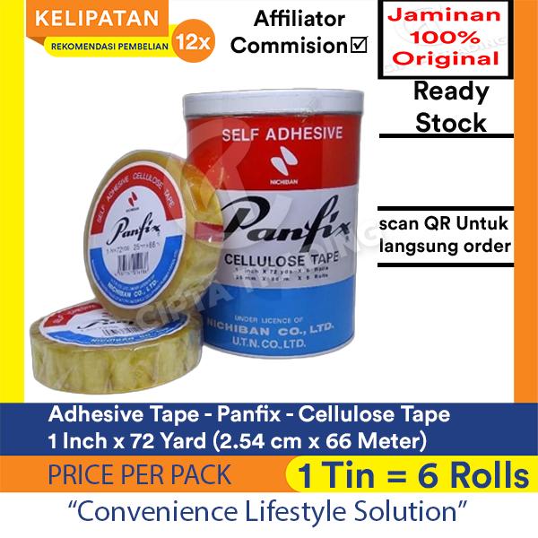 Gambar Adhesive / Isolasi / Selotip - Panfix - Selotip Bening 1 inch x 72 Yards (2.54cm x 66 Meter) Per kaleng = 6 Rolls dari Cipta Trading Kota Administrasi Jakarta Barat Tokopedia