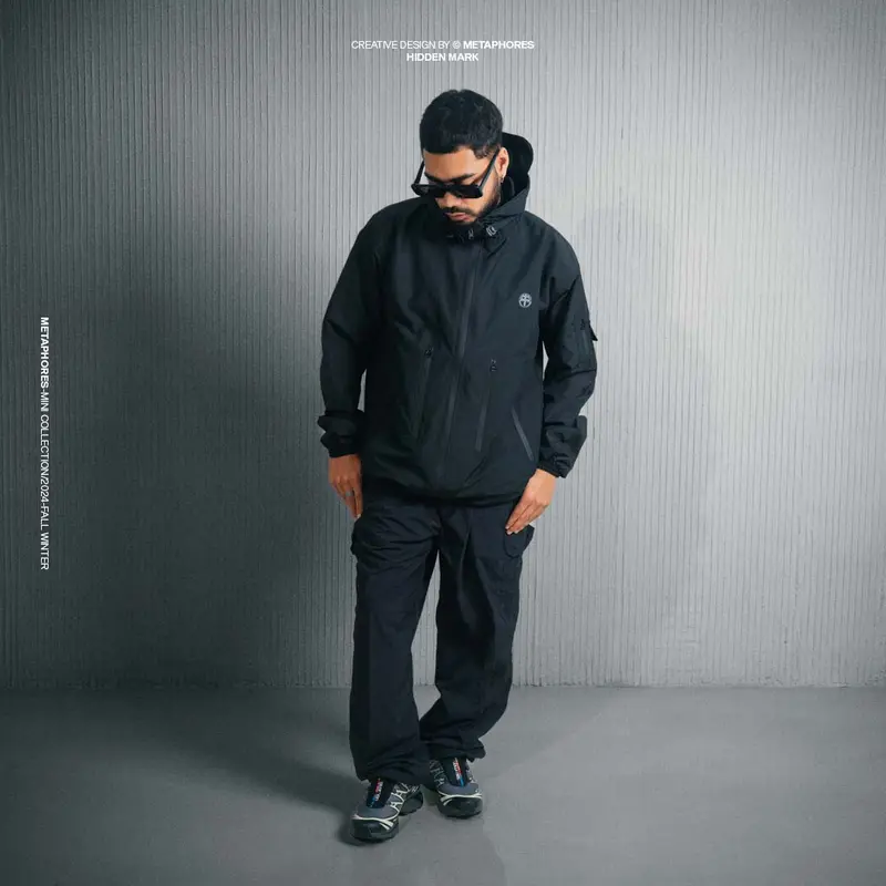 Metaphores Pullover Jacket Gropcore Riot- Black On Black 5
