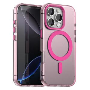 Shockproof Magnetic Phone Case for iPhone 16 Case 15 Plus Apple 14 Pro High Quality Hard Case iPhone 13 12 11 Pro Max Simple Transparent Pink Case