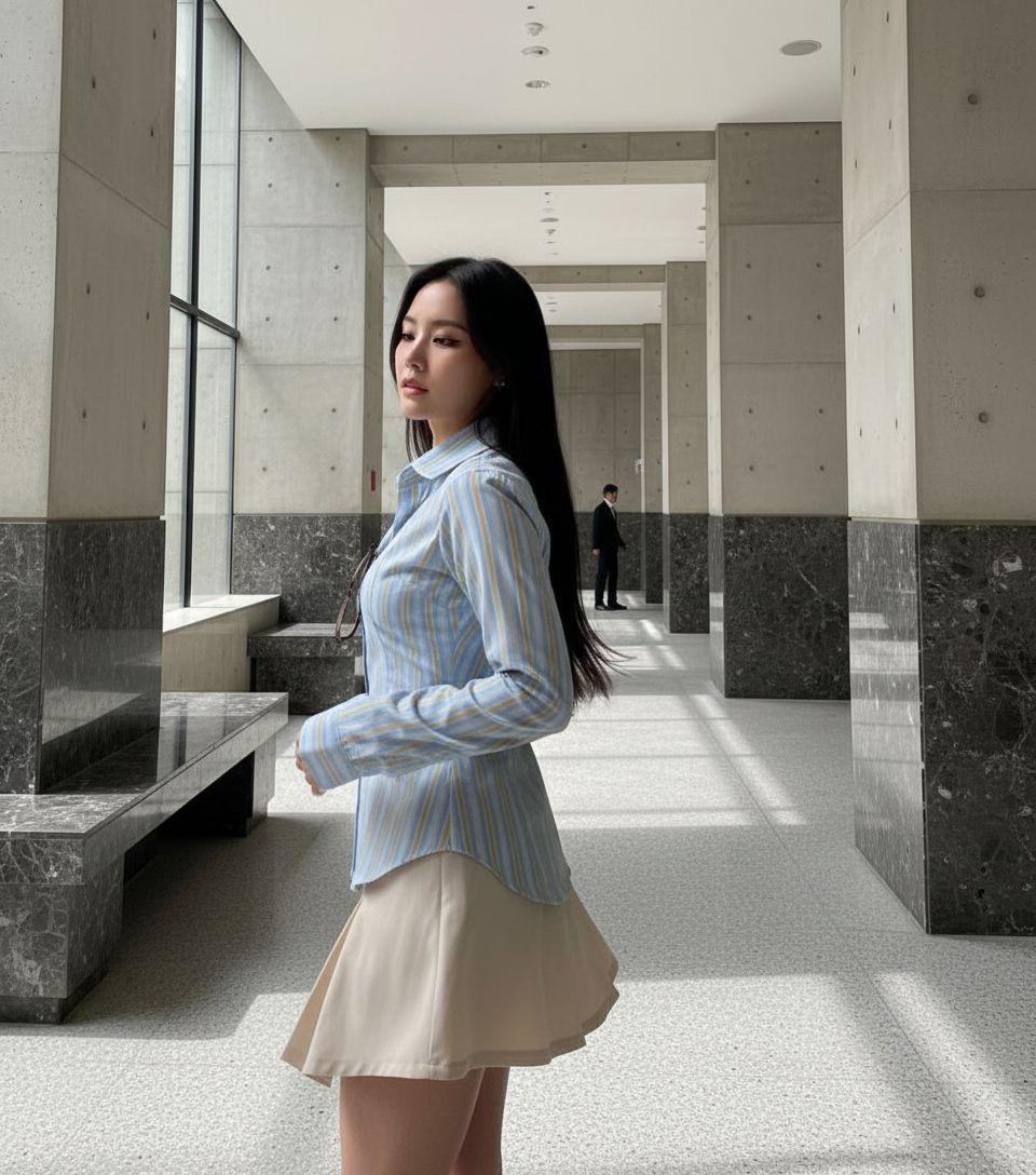 Fillan Wear - Kemeja Money Boss Blouse Wanita Wispie Stripe Shirt Lengan Panjang Atasan Kerja Casual Nyaman Bahan Polly Cotton baju kampus kemeja  garis garis blouse  wanita korean style hijab viral kemeja fitted body