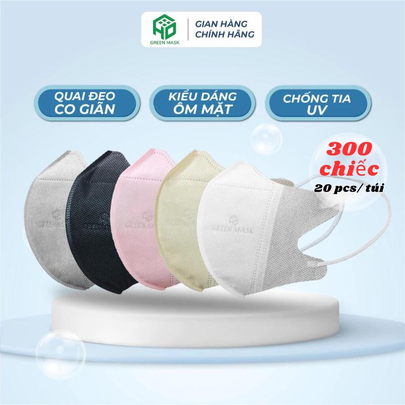 Combo 200c - 300c Chiếc Khẩu Trang 5D GreenMask Chống Tia UV Lọc Bụi Mịn 3 Lớp Vải Y Tế Kháng Khuẩn An Toàn 4D Mềm Mại