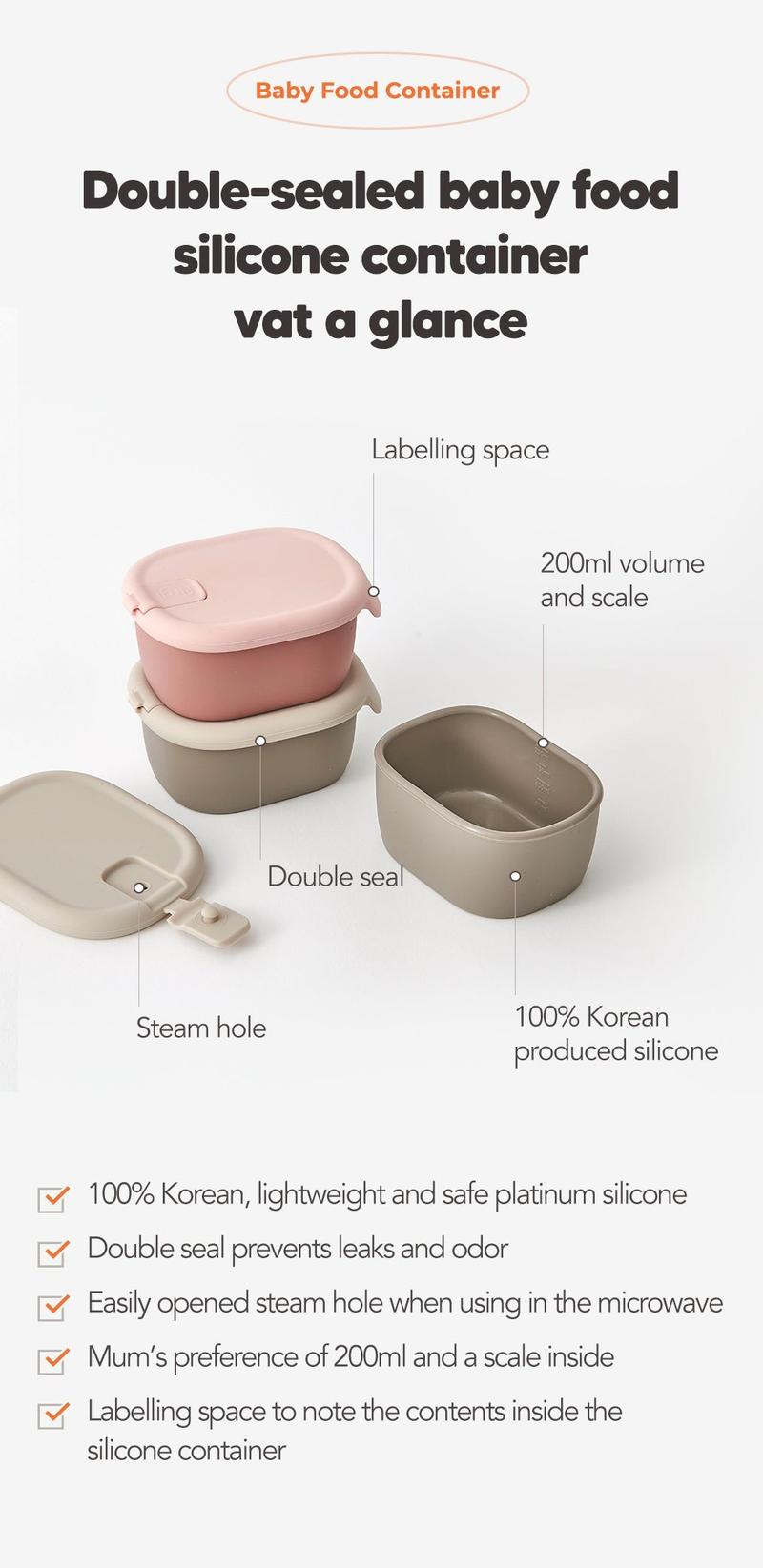 Product Introduction of Firgi Double-Sealed Silicone Container / Platinum Silicone / Anti-Leak / No Spill / Made in Korea / toppingskids 4