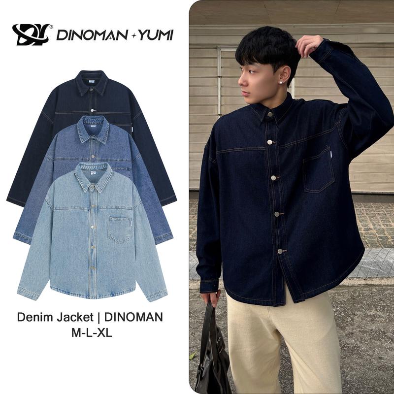 [MỞ BÁN] Áo Khoác Jean Cúc Kim Loại DINOMAN Dài Tay Chất Liệu Jean Mềm Dày Dặn Cao Cấp Trẻ Trung Unisex Dễ Phối Đồ - SM023