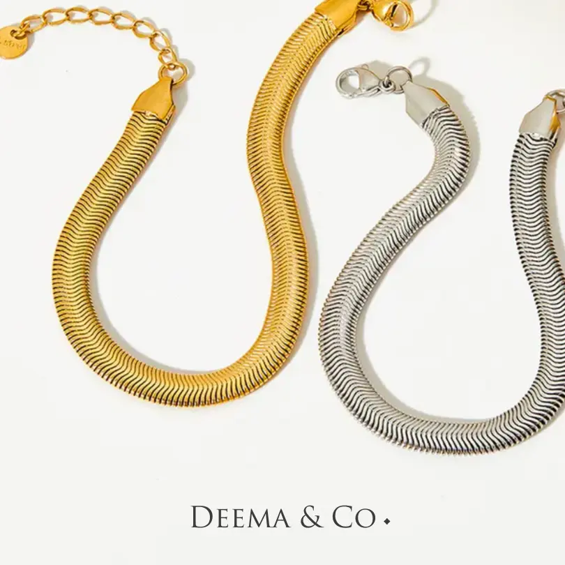 Deema & Co - Flat Snaca Bracelet (Tarnish Free) hypoallergenic jewelry jewellery  singapore