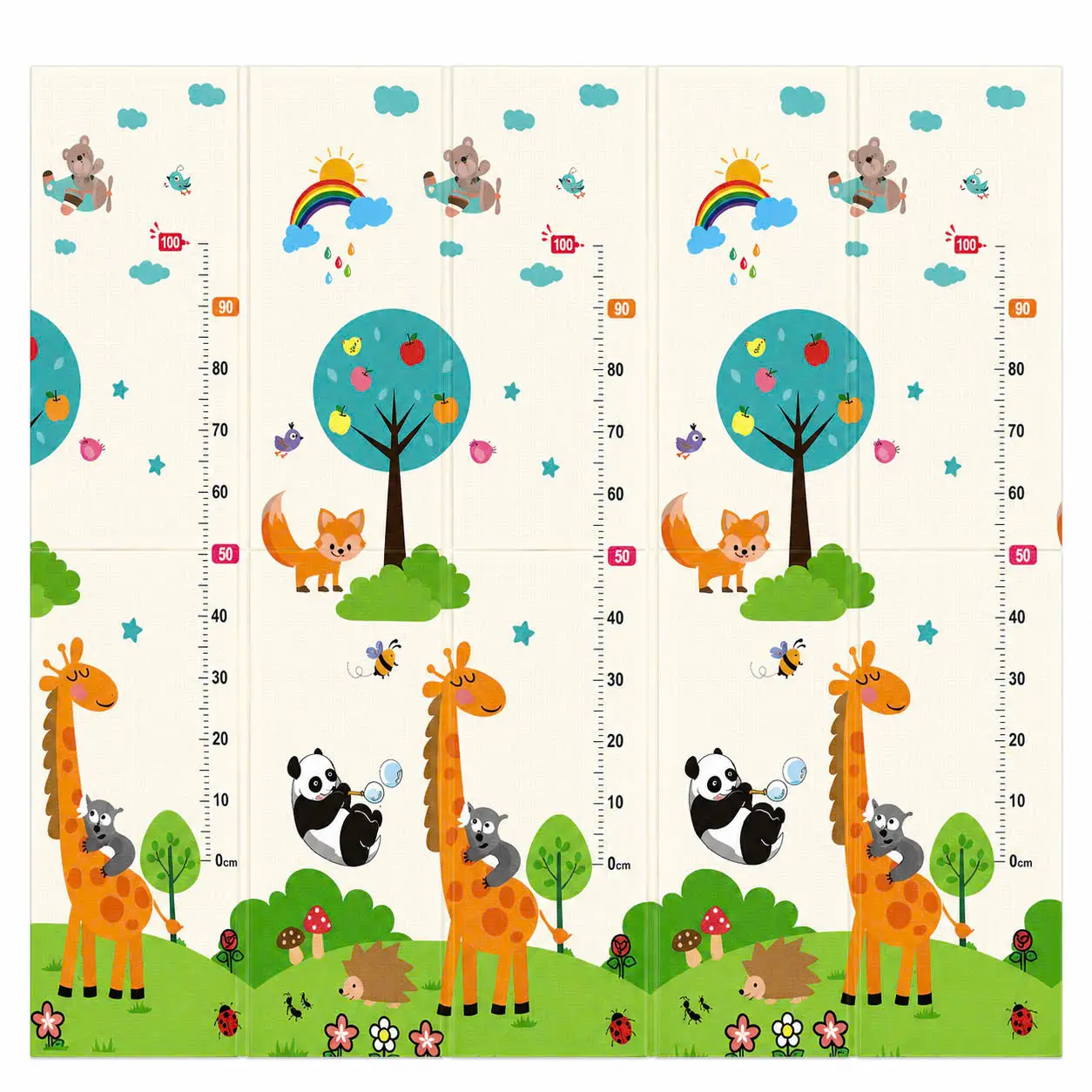 Thảm xốp trải sàn cho bé Kích thước 1m8/2m Chống thấm chống trơn trượt Gấp gọn XPE 2 mặt an toàn cho bé tập bò