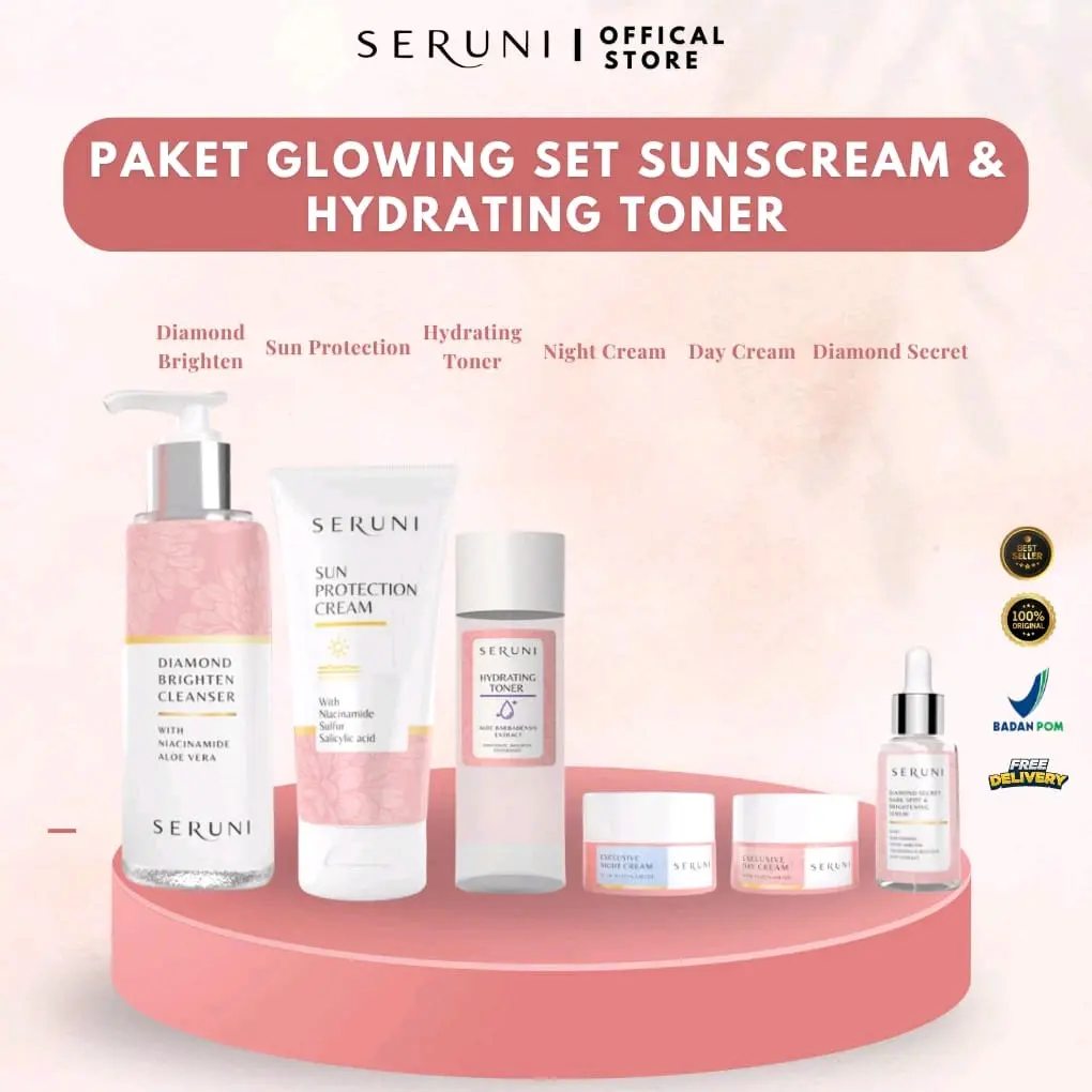 SERUNI SKINCARE PAKET LENGKAP PERFECT GLOWING SET / SKIN BARRIER SET SERUNI Mencerahkan Wajah Vitamin Facial Arbutin Extract Cleanser