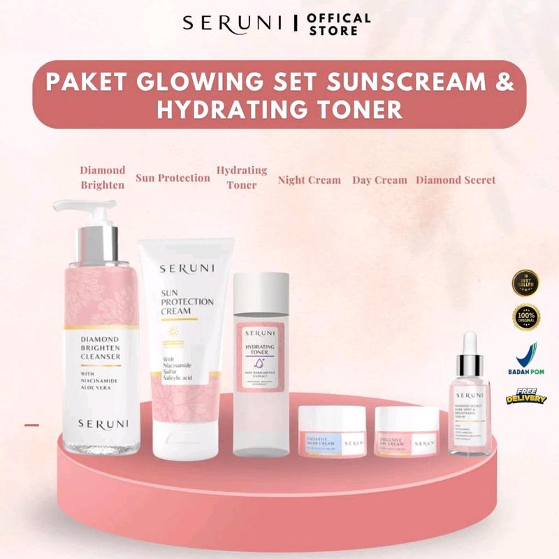 SERUNI SKINCARE PAKET LENGKAP PERFECT GLOWING SET / SKIN BARRIER SET SERUNI Mencerahkan Wajah Vitamin Facial Arbutin Extract Cleanser 0