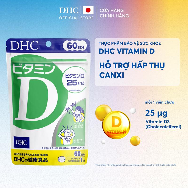  TPBVSK DHC Vitamin D dạng viên uống hỗ trợ bổ sung Vitamin D3 giúp hấp thu Canxi - DHC Nhật Bản chính hãng - Gói 60 ngày  60 viên  