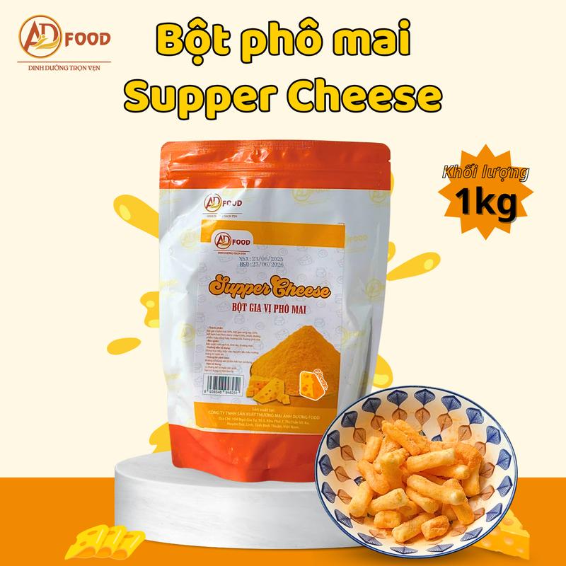 1kg Bột phô mai Supper Cheese ADFOOD - mặn ngọt màu vàng đậm làm món sốt lắc các món chiên đậm vị 