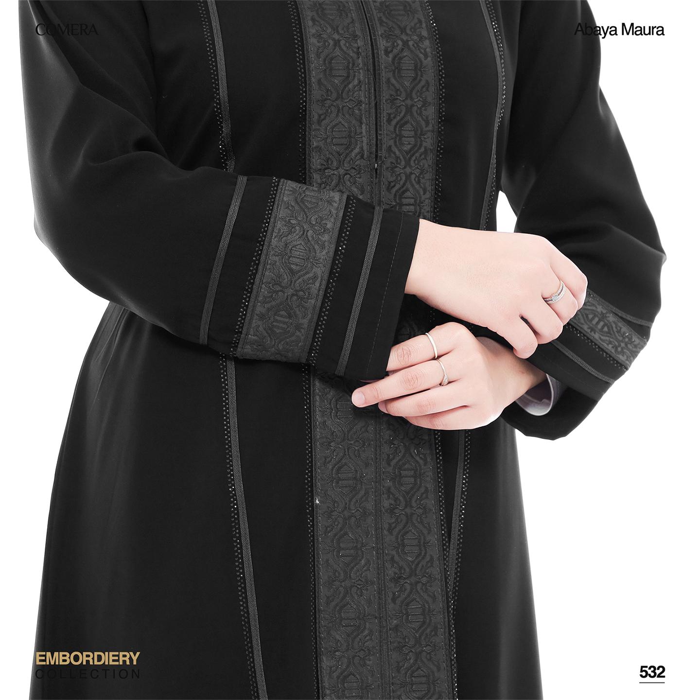 Comera - Abaya Maura Gamis Turkey Hitam Jetblack Bordir Payet Mewah Elegan Dress Lebaran Pesta 532