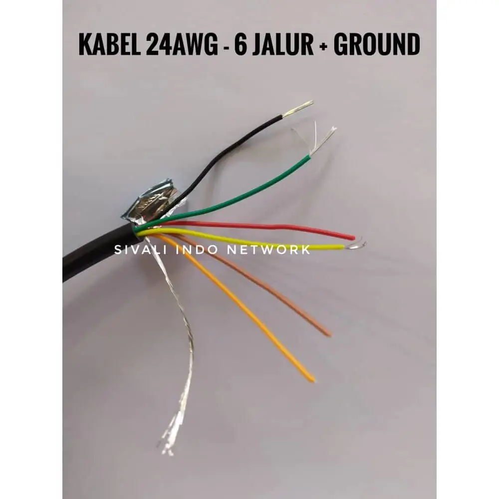 KABEL 6 JALUR AWG 24 HITAM KABEL SERABUT 9 PLUS GROUND