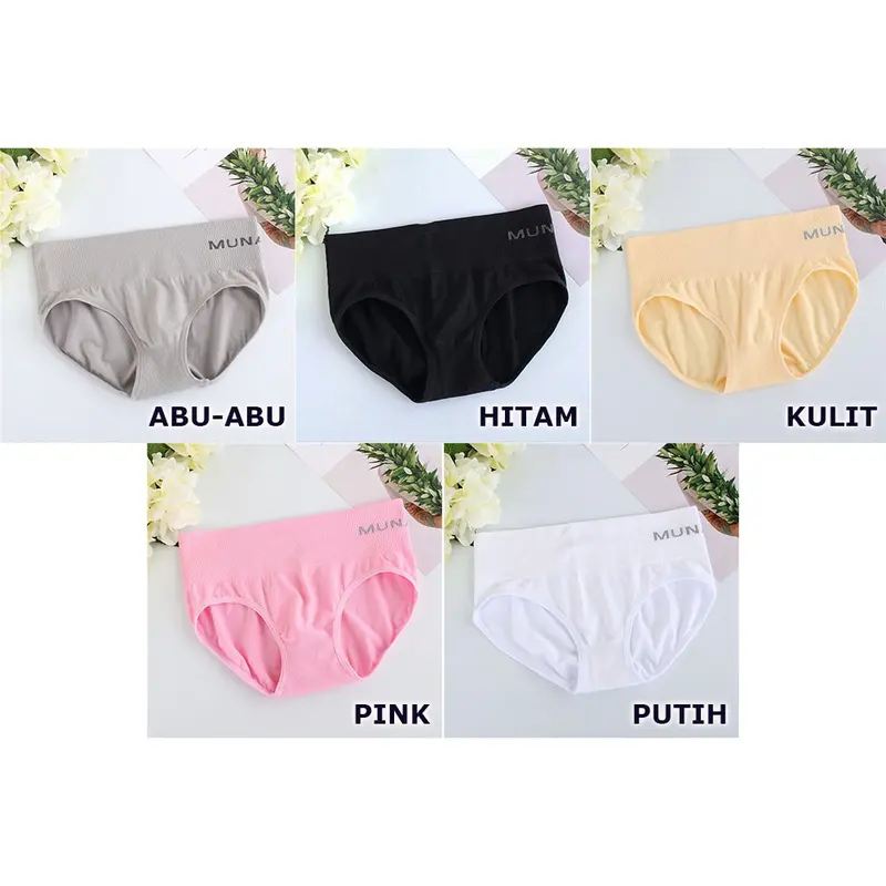 Misso Kode CD035 Celana Dalam Wanita Waist  Underware Premium Spandex Motif Polos High Boxer Hitam Pendek Dewasa Korset Cewek 4