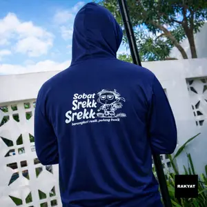 RAKYAT Kaos Basahan Kerja Berkerudung Bersablon - Berangkat Resik.... - Navy/Dongker