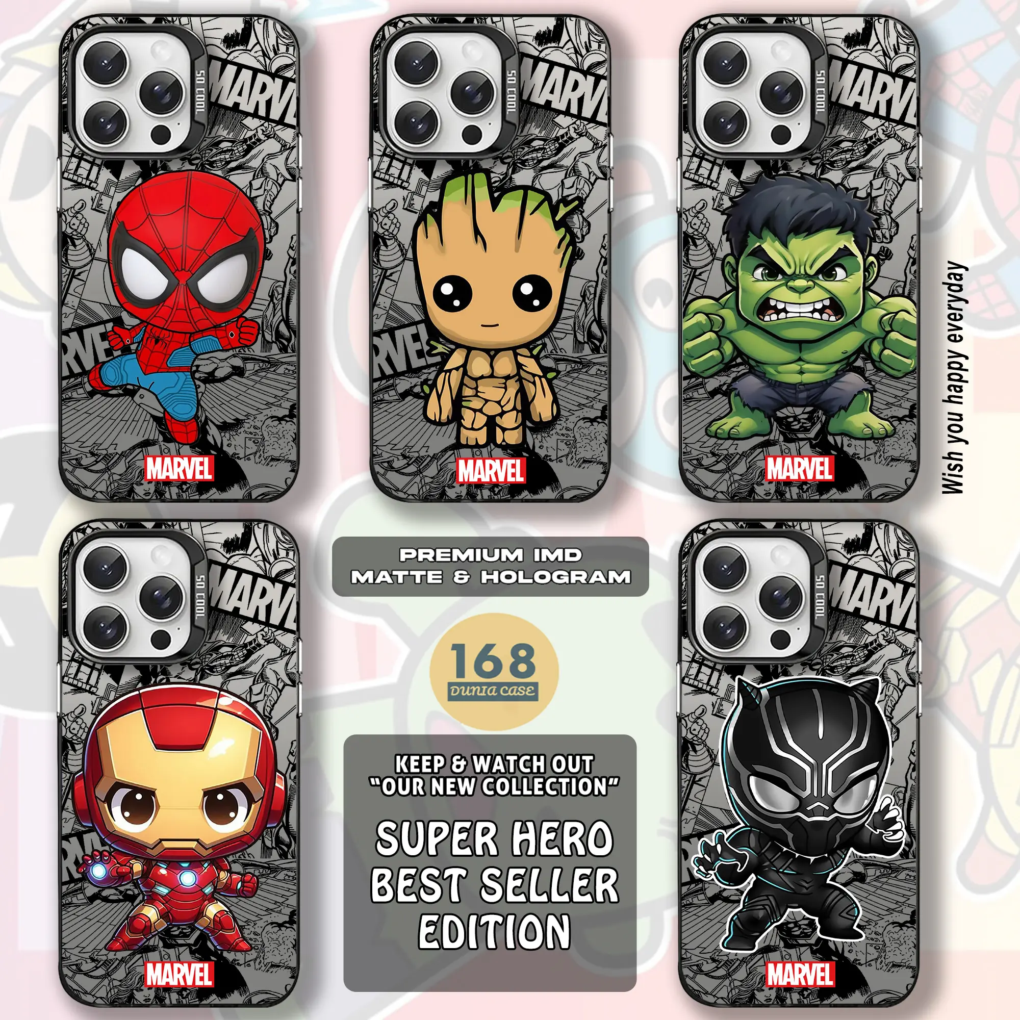 Premium Matte Hardcase IMD for Iphone DU453 Super Hero Casing Hologram Polycarbonate Color Handphone