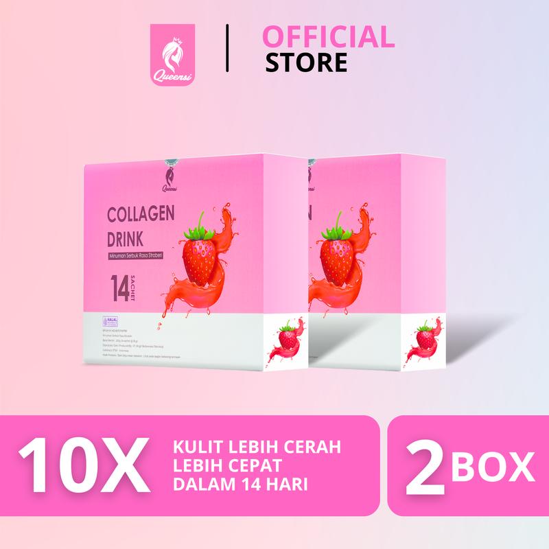 [ 2 Box ] Collagen Queensi Original Isi 28 Sachet - Suplemen Kecantikan Kulit minuman  pemutih collagen 1