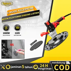 REAIM Mesin Plester Tembok 4800W - Alat Pelester & Poles Semen dengan 6 Kecepatan & Sistem Anti Getar | Dilengkapi Pisau Stainless Steel & Handle Ergonomis | Cocok untuk Plesteran, Acian & Mortar - Garansi 5 Tahun