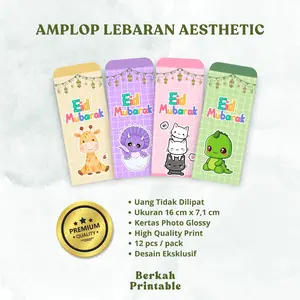 [bisa CUSTOM tulisan] Amplop lebaran uang THR desain karakter lucu terbaru 2026 isi 12pcs - 20pcs Ukuran besar High Quality Print || Berkah Printable