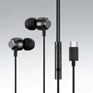 Wired Earphone 6D Stereo Bass Headphone In-Ear type-c Jack Headset dengan MIC