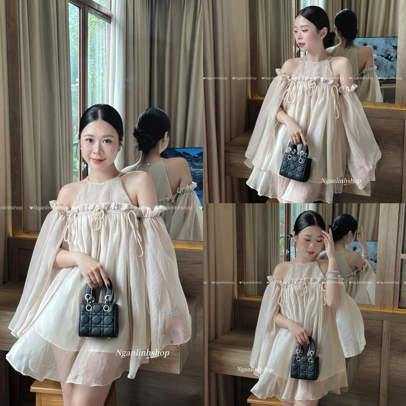 ĐẦM CỔ YẾM TRỄ VAI DÁNG XÒE XINH IU BY NGÂN LINH