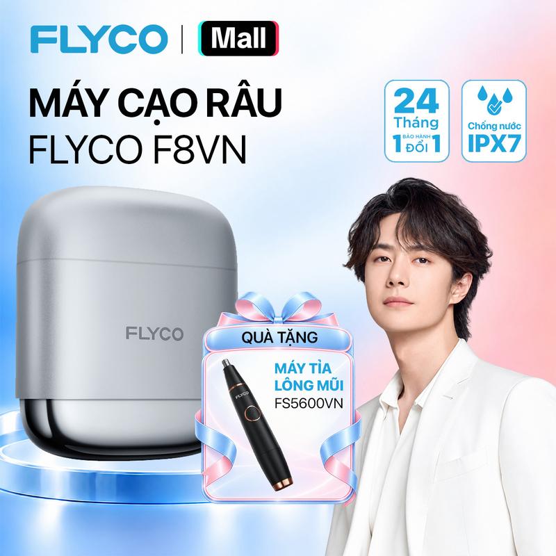 Máy cạo râu FLYCO F8VN, Lưỡi thẳng, Mô tơ tốc độ cao, Chống nước toàn thân IPX7, BH 24 tháng