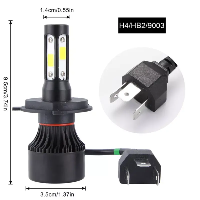 orginal 2pcs Lampu Depan Mobil LED COB Headlight H4 Cool White super terang 24w tahan air Car 1