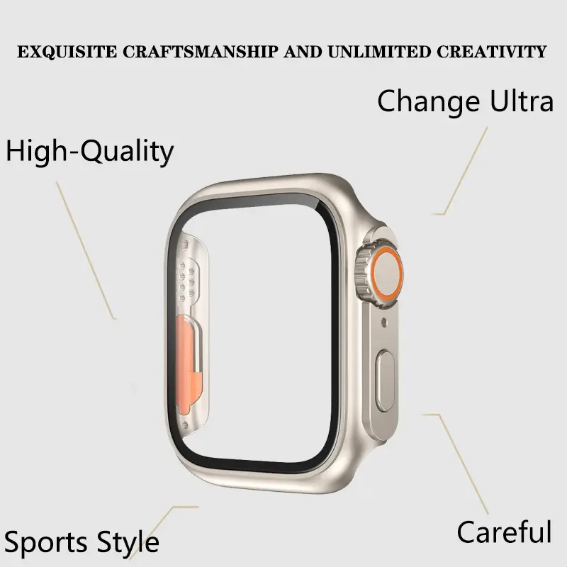 Ốp Ultra, Thay thế cho Apple Watch Dòng 9, Tương thích với 45mm, 41mm, 40mm, 44mm, 42mm, 38mm, Vỏ chống thấm nước, với Bảo Vệ Màn Hình Kính, Thích hợp cho Dòng iWatch 9, 8, 7, SE2, SE, 6, 5, 4, 3, 2, 1 4