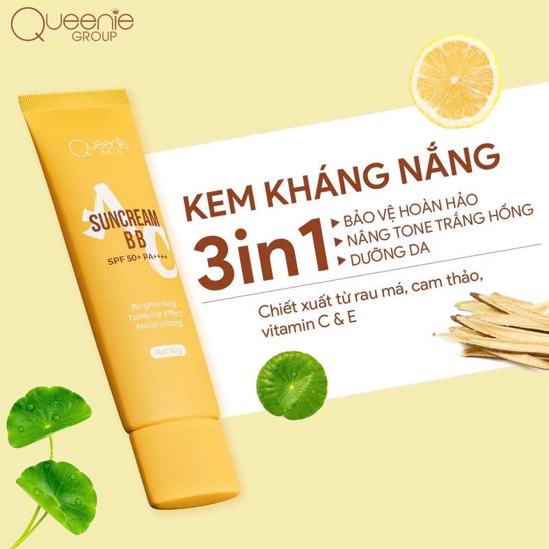 KEM CHỐNG NẮNG PHỔ RỘNG QUEENIE SKIN SPF 50+ PA++++ 50G Skincare Chăm Sóc Da Làm Đẹp Da Nữ Dưỡng Ẩm Da Sunscreen Cacao