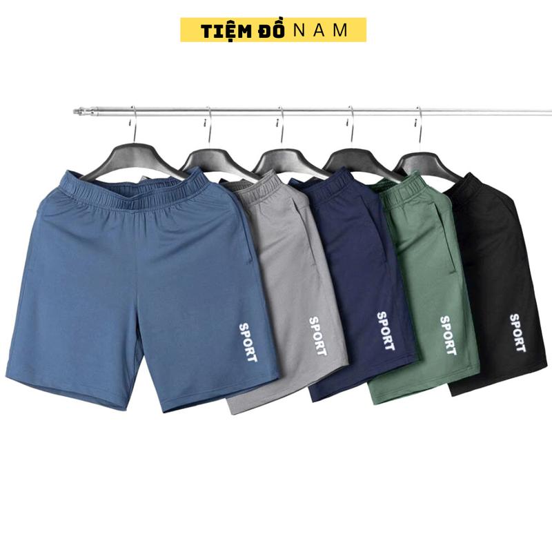 Combo 5 quần short nam thể thao có cạp chun dây rút, chất vải thoáng mát mặc nhà đi chơi đều đẹp, size từ 40-90kg