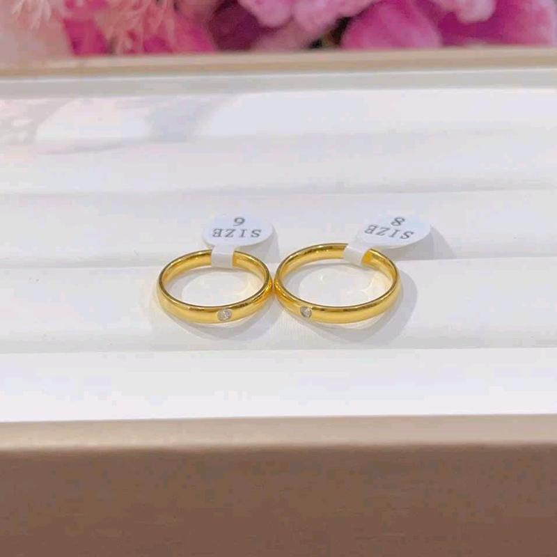 Nhẫn cưới nạm đá chìm dành cho cặp đôi/nam/nữ chất liệu titan ko đen gỉ phai màu Women Nữ 3