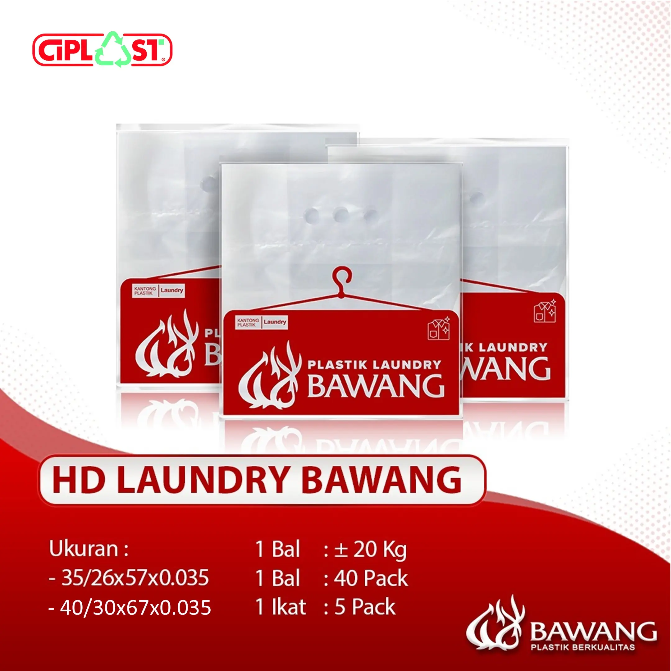 Plastik Jinjing Laundry 3 Jari HD Bawang Kiloan Kuat | Uk 35 40 45 50 60