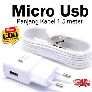 GRATIS ONGKIR - Charger SAM -SUNG A01 A10 A02 A03 A10S M10 J1 ACE 2016 J3 J4 J5 J6 J7 Pro J2 Prime Micro Usb Original Casan Carger Fast Charging Kabel Panjang Adaptor BISA COD