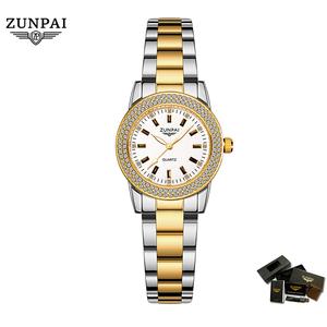 ZUNPAI Women's Watch Diamond Luxury Dress Gold Watches Stainless Steel Waterproof Luminous Ladies Diamond Quartz Elegant Business Watch for Women