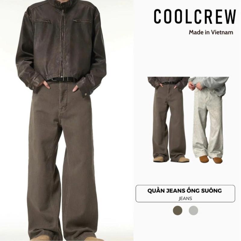 Quần Jeans Nam Ống Suông COOLCREW - Màu Nâu Rêu Casual Relax Straᶖght Fit