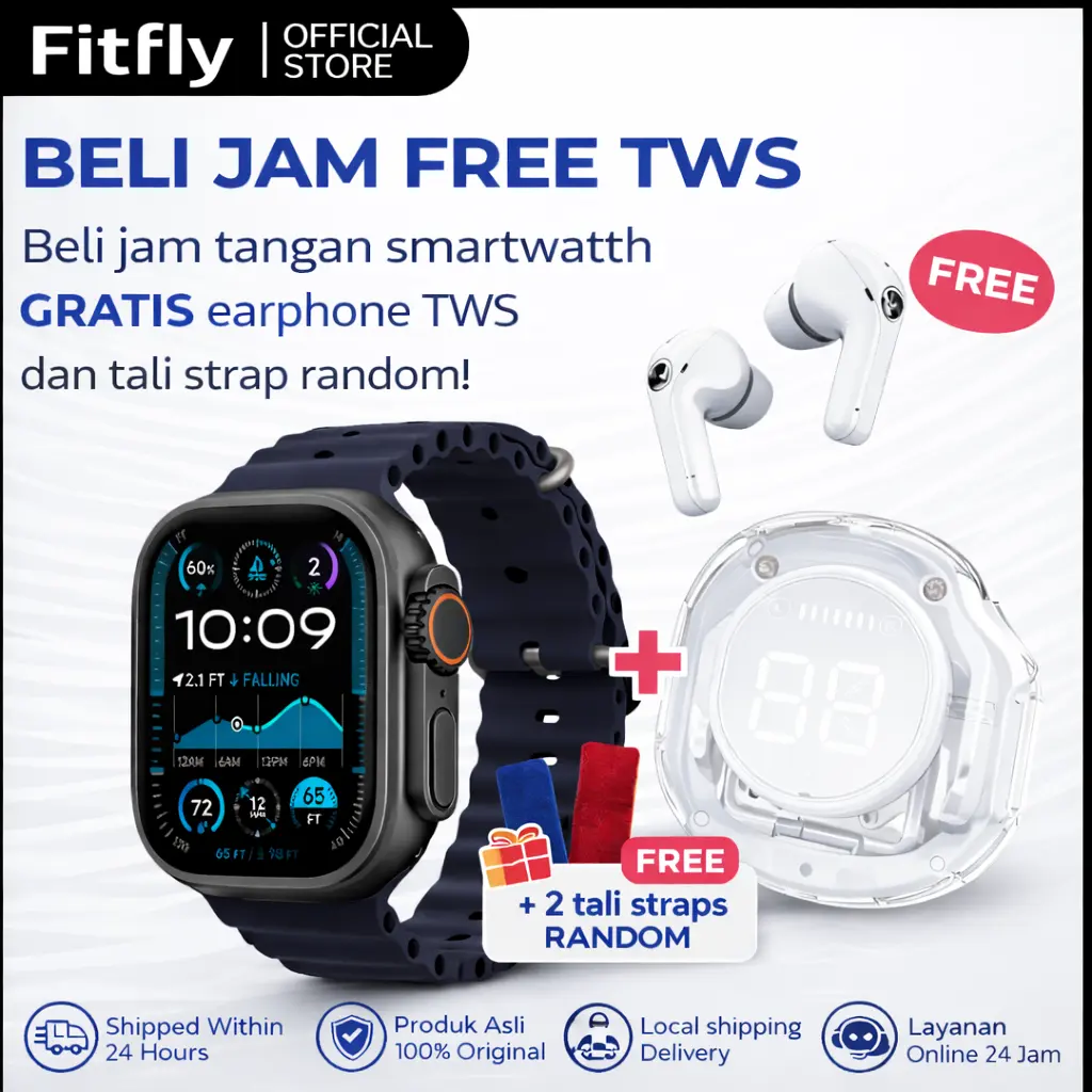 Jam Hitam+TWSPutih+Tali(random)