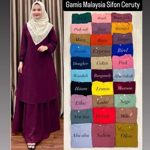 Gamis Malaysia sifon seruty full puring