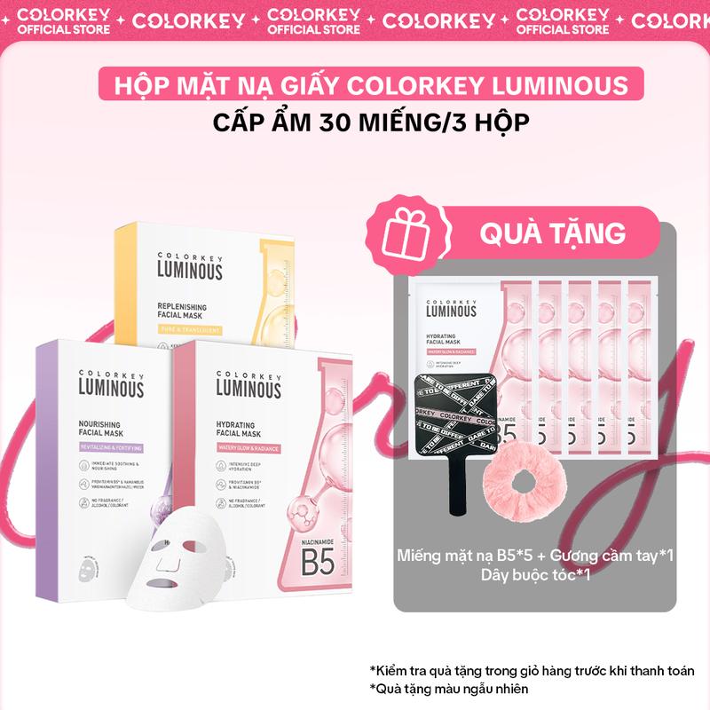 DAKE COMBO 3 HỘP Mặt Nạ Giấy COLORKEY LUMINOUS Hỗ Trợ Cấp Ẩm Da 10 miếng hộp